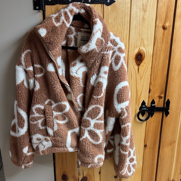 Cozy Brown and White Floral Jacket - Picture 3 of 3